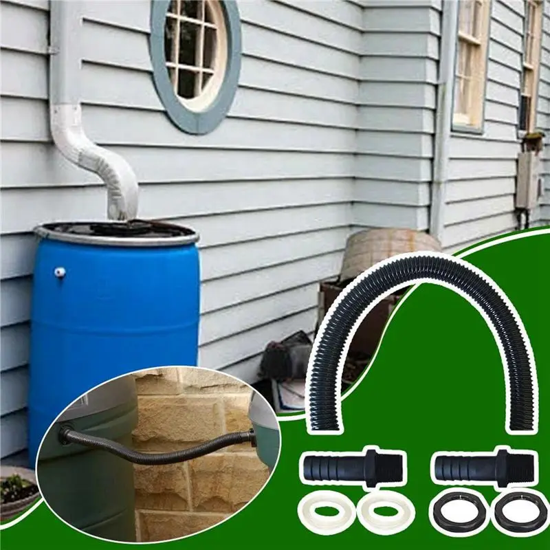 AA81-2X Rain Barrel Connection Set Include Connection Hose, Rain Barrel Bushing Rain Collector Rain Barrel Connector Set