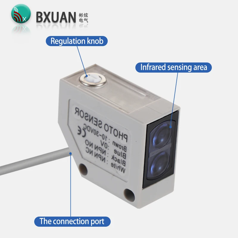 MR-10XP Photoelectric Switch Sensor IP67 Waterproof Dedicated for Packaging Machines NPN and PNP 12-24VDC