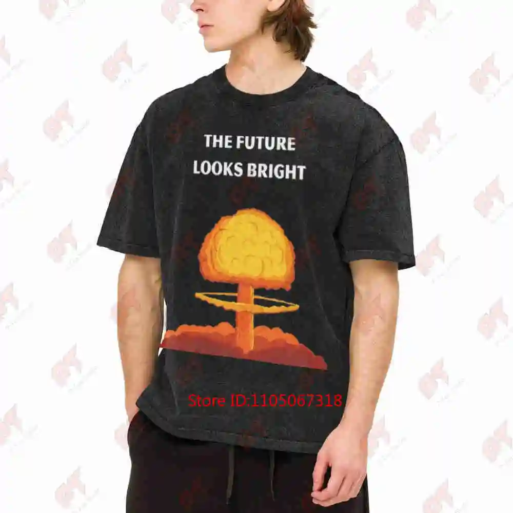 Funny The Future Looks Bright Blindfold Vintage Washed Tee Pure Cotton T-Shirt
