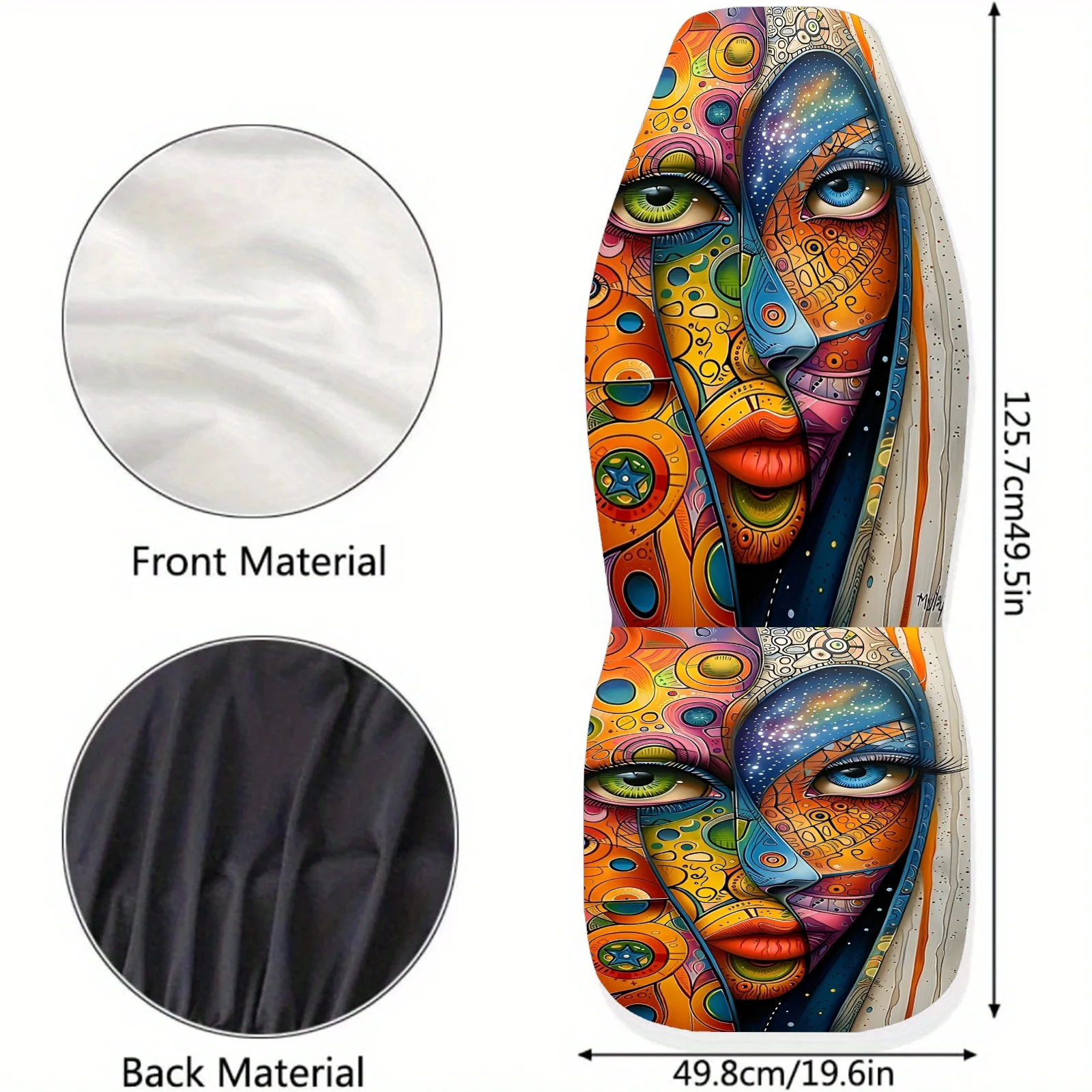 قطعتان من أغطية مقاعد السيارة المطبوعة على الجدران الفنية للنساء والرجال، واقي المقعد الأمامي العالمي للسيارات يناسب السيارات وسيارات الدفع الرباعي وسيارات السيدان،