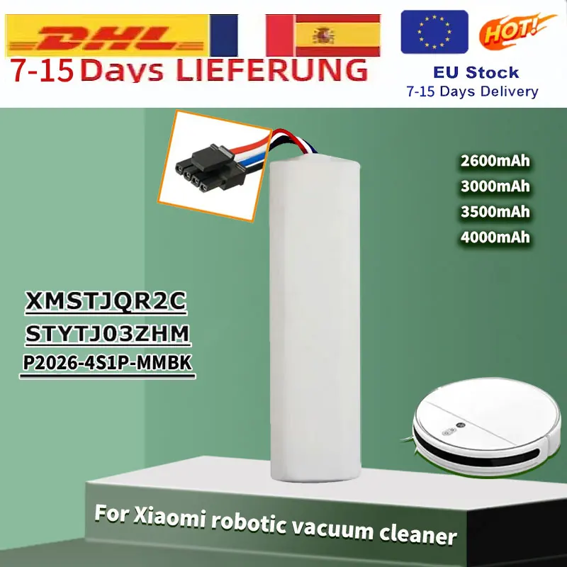

2600mAh Vacuum Mop 2C XMSTJQR2C/ Trover Robot LDS Vacuum Mop Finder RLS3 Vacuum Cleaner Battery P2026-4S1P-MMBK