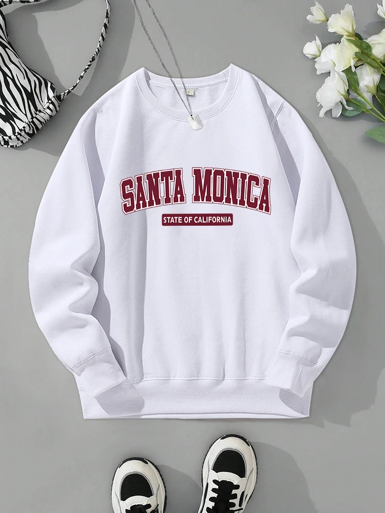 

Santa Monica City Letter Printing Men Sweatshirt Harajuku Casual Hoody Fashion Loose Hoodie Autumn Warm Vintage Fleece Men Tops