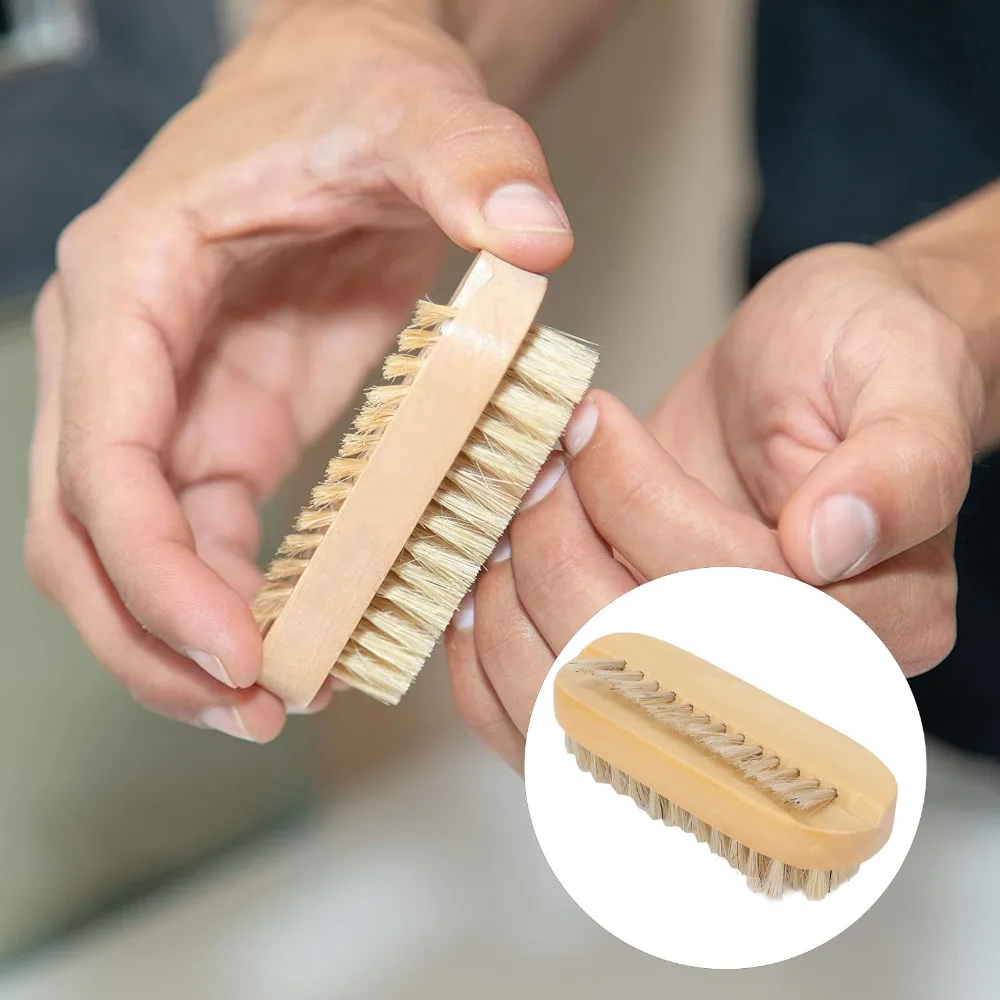 Wooden Nail Cleaning Brush Double Sided Two-sided Double Sided Nail Scrubber Fingernail Care Brush Household Personal Cleaning