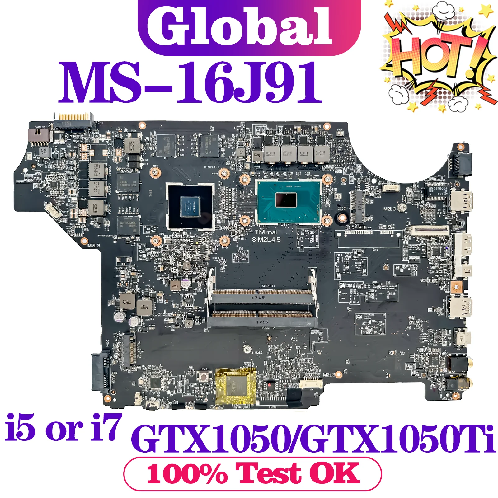 

KEFU Mainboard For MSI GE62VR GP62VR GL62 GP72VR GL72VR GE72VR MS-16J91 MS-16J9 Laptop Motherboard I5 I7 7th GTX1050/GTX1050Ti