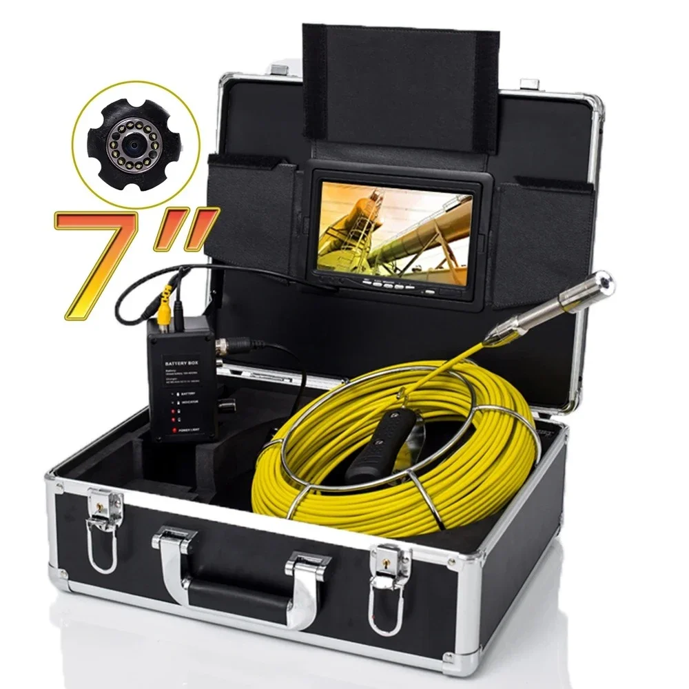

7inch Screen Drain Pipeline Endoscope 8GB DVR Video Recording,20M/30M/50M/100M Sewer Pipe Camera Inspection Waterproof IP68