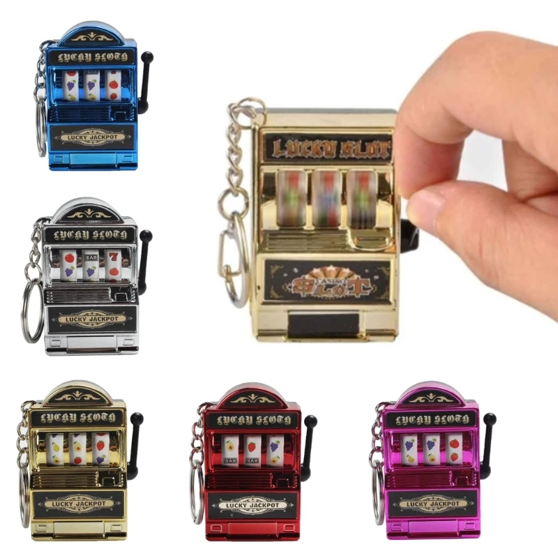 Mini Fruit Slotmachine Sleutelhanger Grappig Casino Hanger Lucky Charm Jackpot Sleutelhangers Bag Charm Party Verjaardagscadeaus