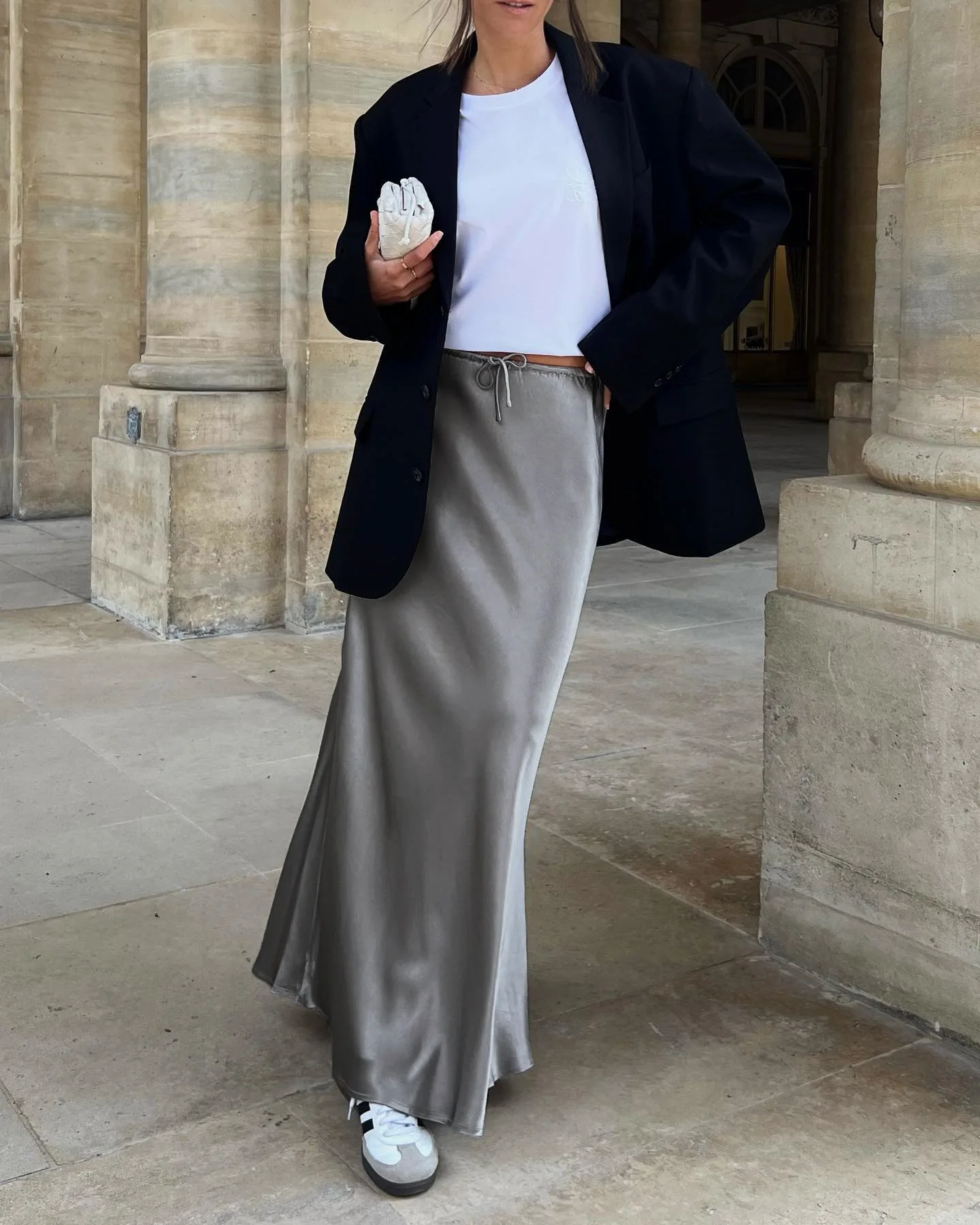 Women Gray Luxury Spring Summer Maxi Straight Black Skirt Long Shining Satin Skirt Maxi Brown Ladies Long Satin Skirts