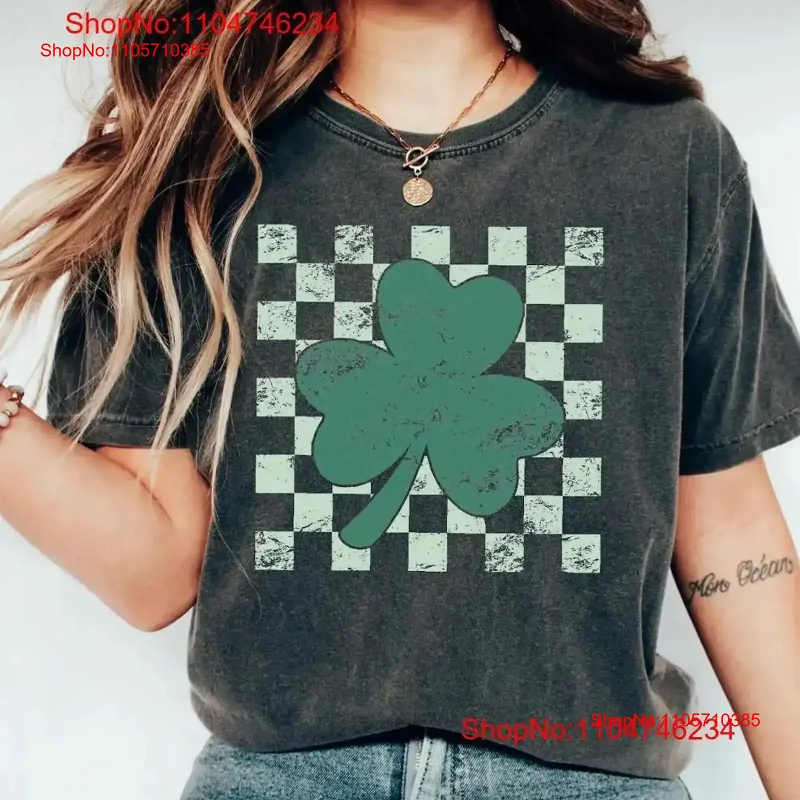 Retro Shamrock T Shirt Womens Lucky Cute St Patricks Day vintage Washed Breathable fashion Comfortable Stylish Slightly Unisex