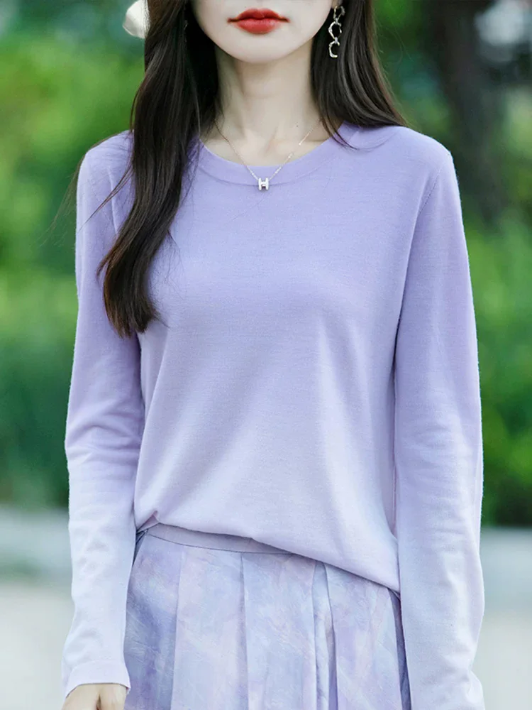 New Women Spring Autumn Gradient color Knitted Sweater Fashion O-Neck Long Sleeve Loose Daily Sweater Casual Female Pullover