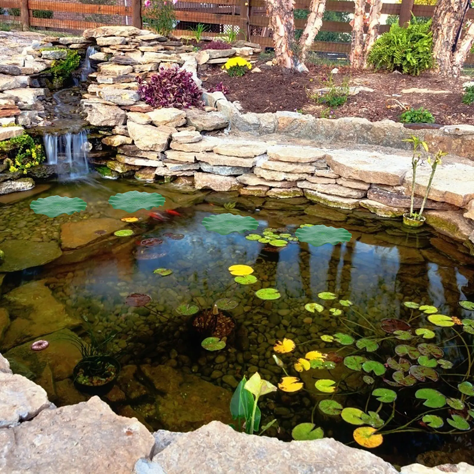 

15pcs Artificial Lotus Leaf Decorations Floating For Pond Aquarium Garden Water Pool Fake Ornament Green Safe For Fish