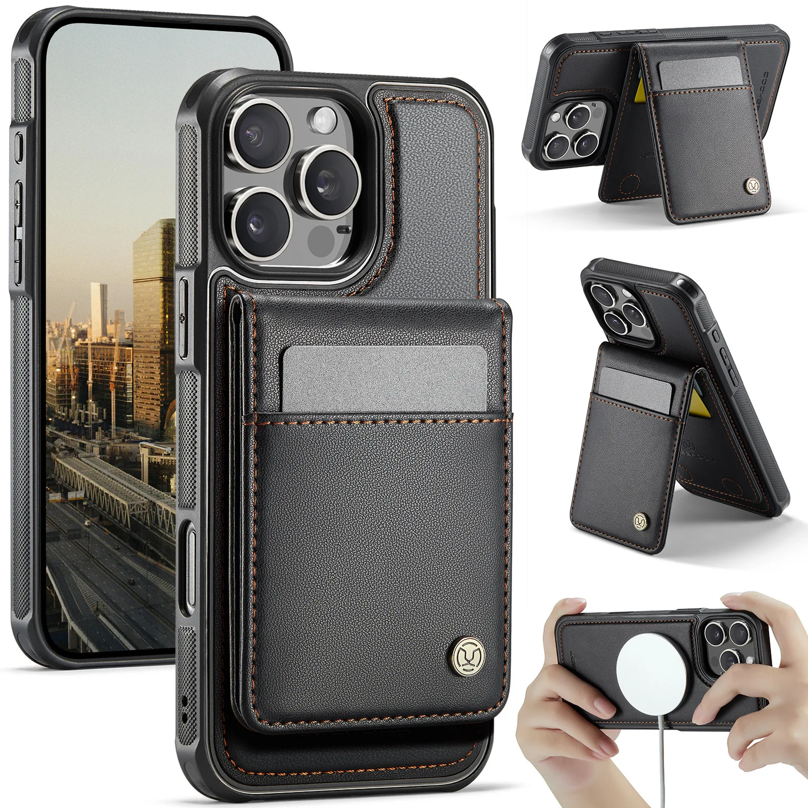 

Case for Iphone 16 Pro Max 15 Plus 14 13 12 11 Pro XR XS Max 7 8 Plus Magnetic Anti-theft Brush Split Card Holder Leather Shell
