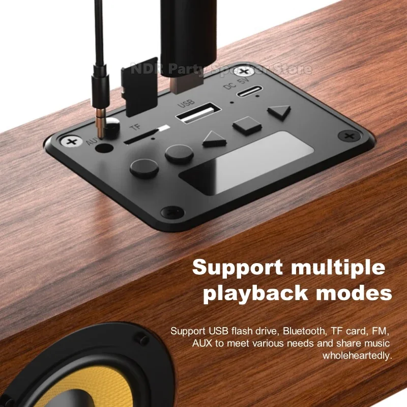 أفضل بائع أربعة قرون باس مرحبا فاي بصوت عال مضخم الصوت الجدول خشبية سماعة لاسلكية تعمل بالبلوتوث Boombox المحمولة قطاع مكبرات الصوت راديو FM #4