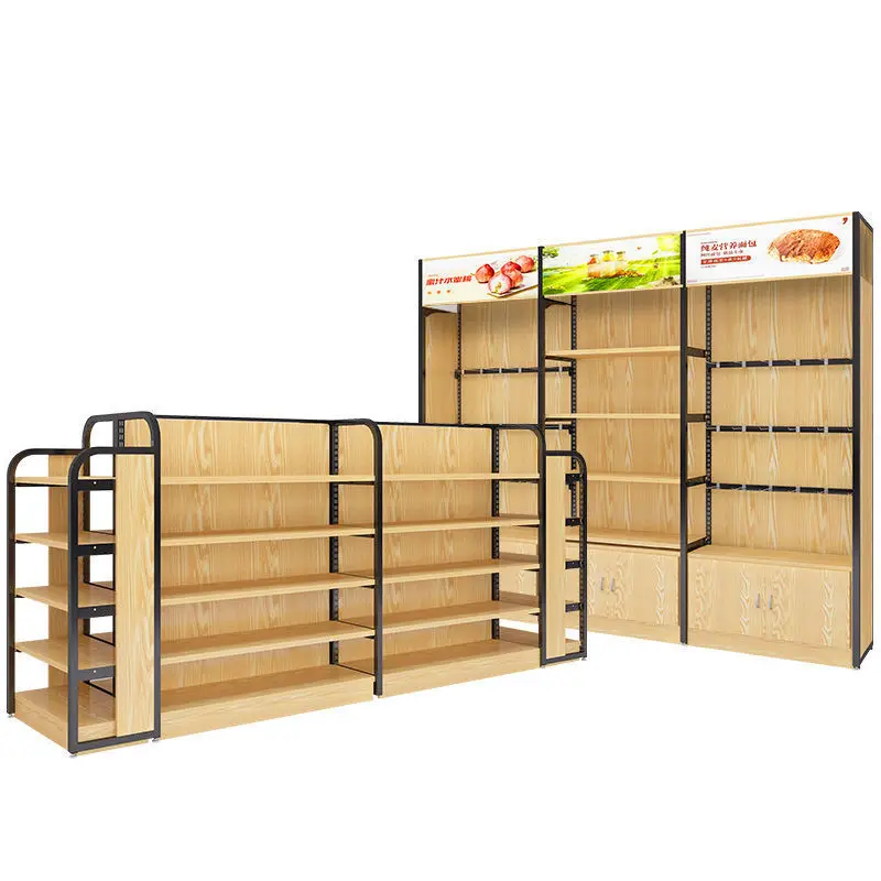 2025customized.Heavy Duty Supermarket Rack Boutique Retail Store Wooden Display Shelves Multi Combination Gondola Shelving