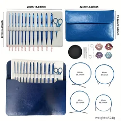 1 Set of 26 Pieces of Knitting Tools, Crochet Hooks, Removable and Replaceable Head Crochet Hooks, Blue Alumina Tunisian Crochet