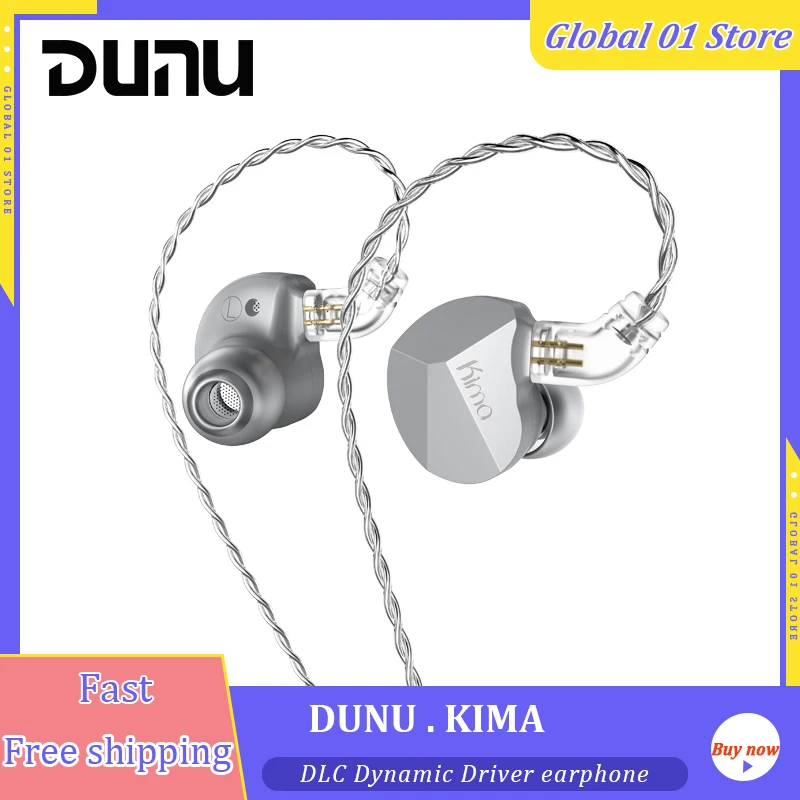 DUNU KIMA 10mm DLC Dynamic IEM In-ear Earphone Metal Cavity 2Pin 0.78 Cable Headset HiFi Music Earbuds