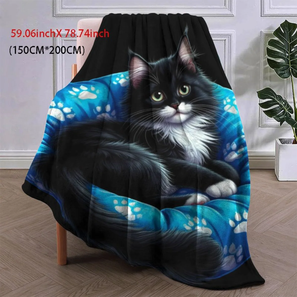 بطانية من الفلانيل بنمط القط الفارسي - سرير، أريكة، مكتب، سفر، هدية، ديكور، كرسي، راحة ودفء، عيد الميلاد #3