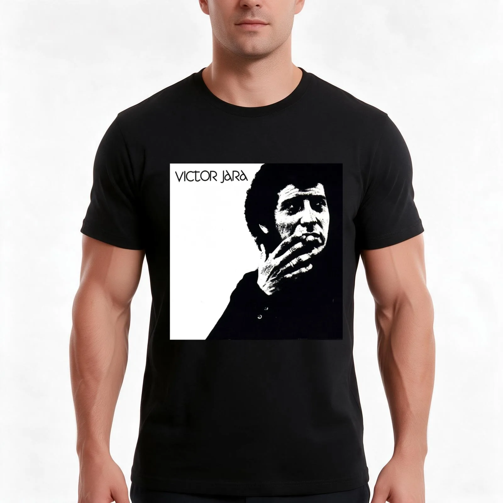 portrait of victor jara. T-Shirt Summer Casual Cotton Tee Oversized Streetwear Tops Vintage Graphic Print Unisex Men Women