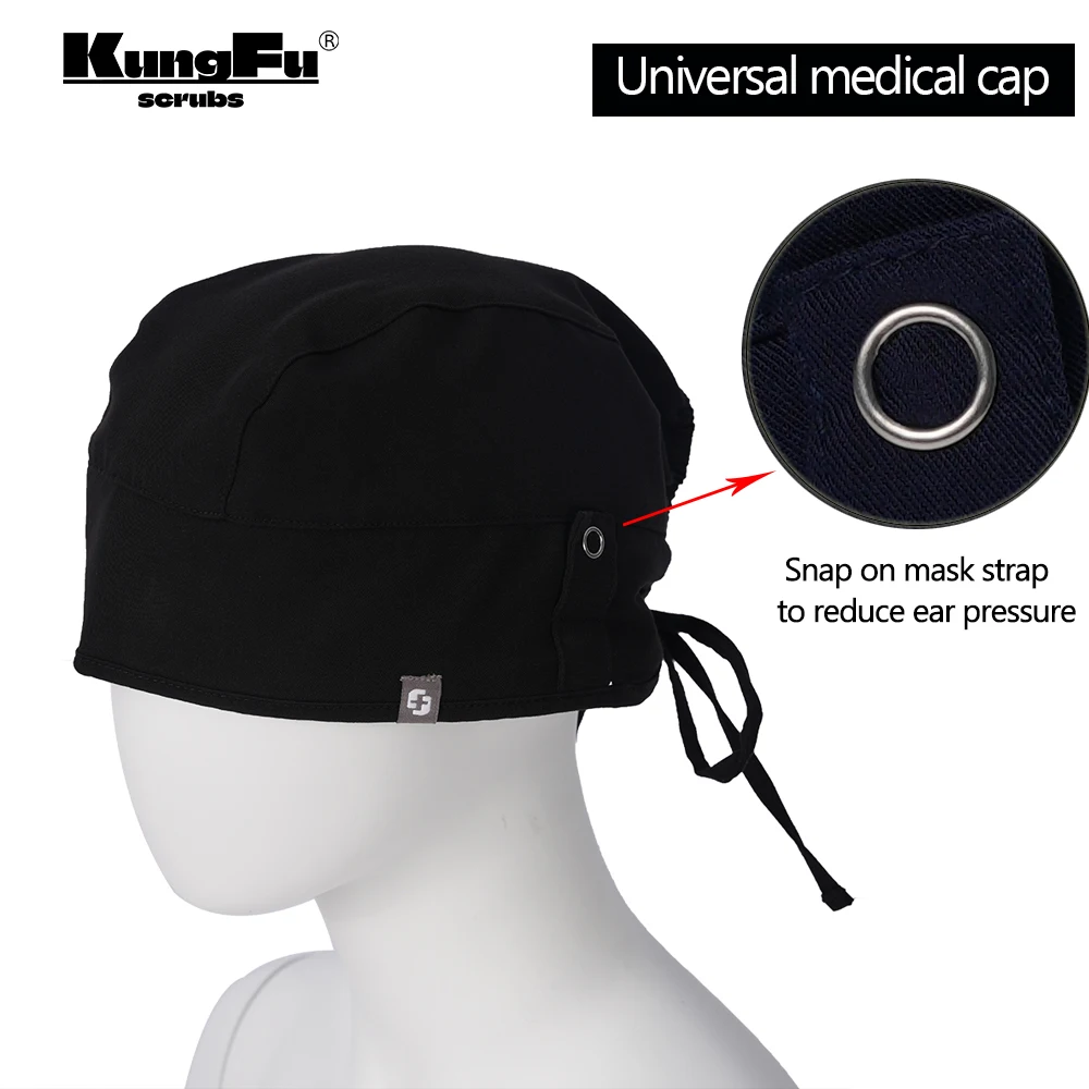 KUNGFU SCRUBS gorra exfoliante unisex absorbente de sudor quirófano médico gorro de trabajo gorros de enfermería con sección elástica