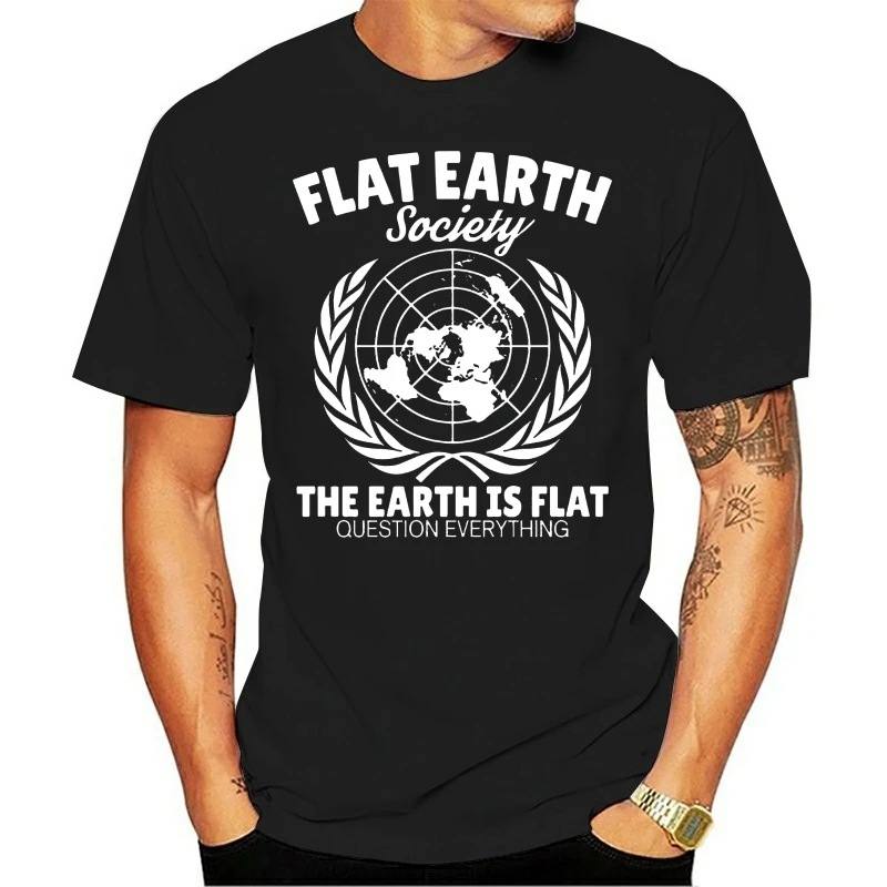 Flat Earth Society T-Shirt2018 New 100% Cotton T-Shirts Men T Shirt Clothing Plus Size Tees