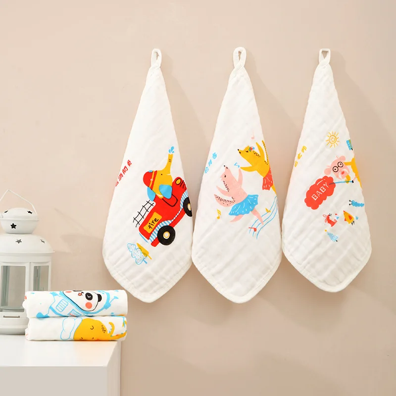 Baby Cotton Towels Set of 5 Infant Face Washcloths Drool Bibs Soft Fabric Toddler Kids Handkerchiefs Home Textiles