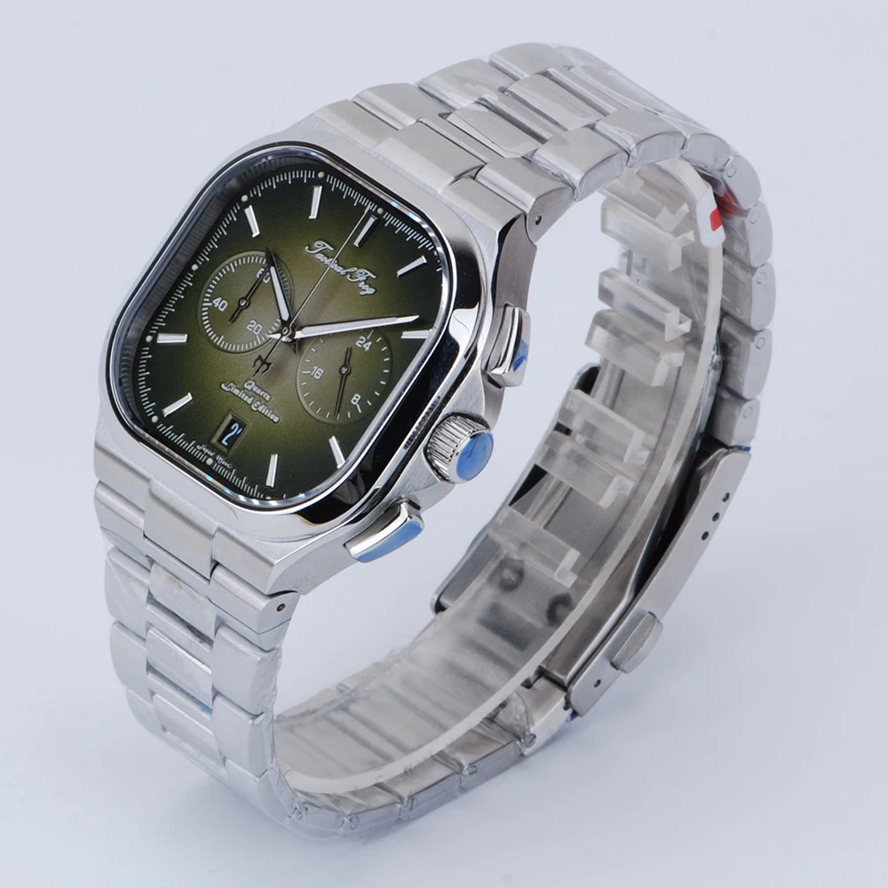 Orologio cronografo da uomo tattico rana Orologio da polso al quarzo Panda Orologi quadrati 10ATM Impermeabile BGW-9 Zaffiro luminoso VK64