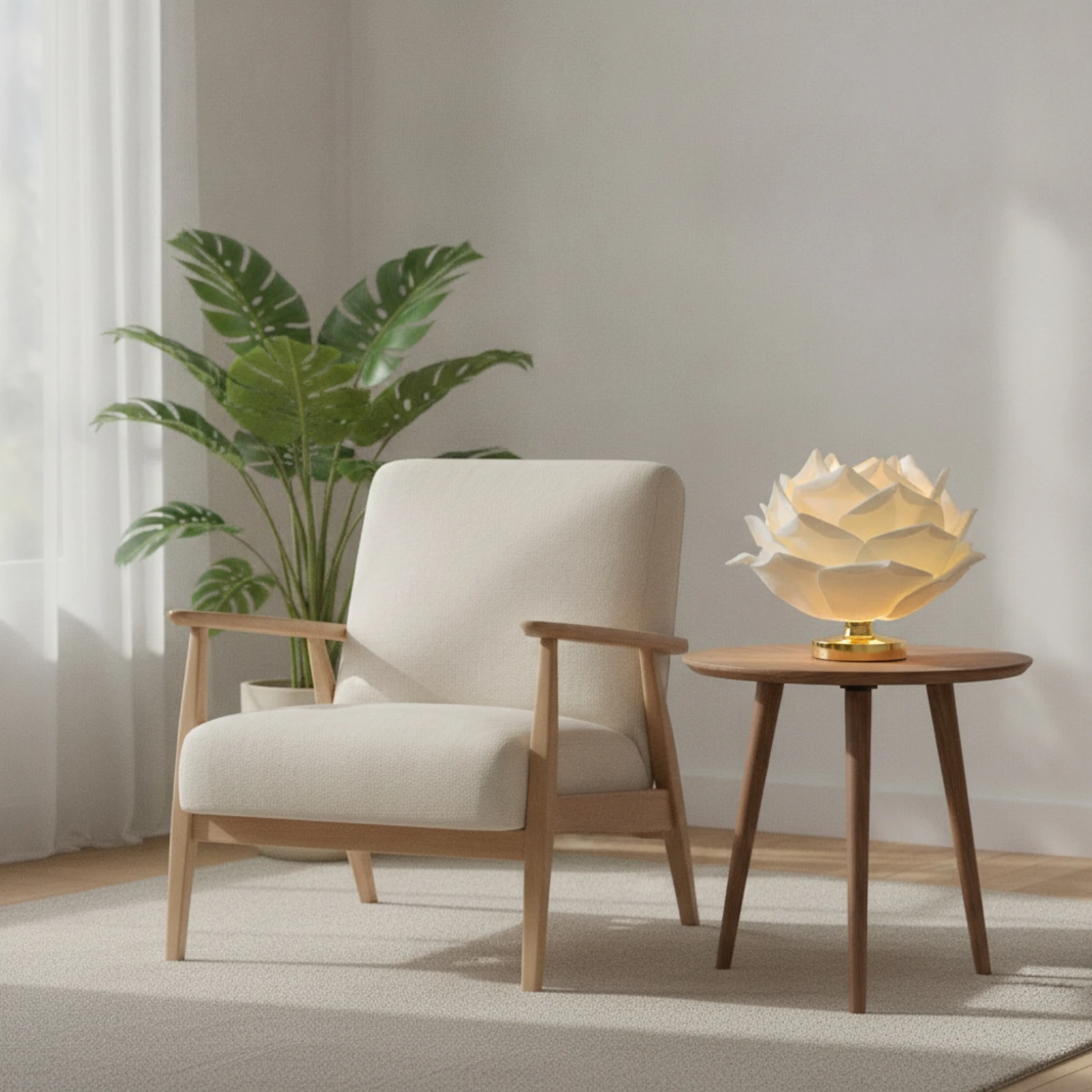 Lotus Flower Table Lamp Ambient Flower Table Lamp Eye-Caring Glare-Glare-Free for Bedroom, Nightstand