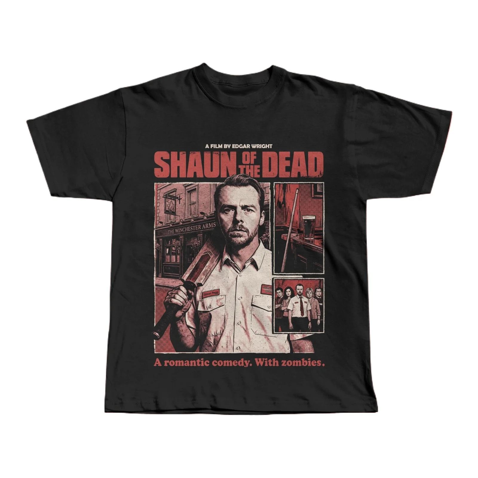 Camiseta de la película Shaun of The Dead para hombre y mujer, camiseta gráfica de algodón con estampado de terror y comedia, ropa informal de manga corta