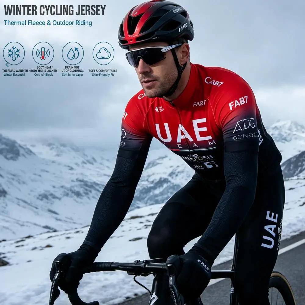 New New 2027 UAE Winter Thermal Fleece Long Sleeve Cycling Jersey Set MTB Bicycle Clothes Wear Ropa Ciclismo Racing Bike Jersey Suit - Aliexpress Deal