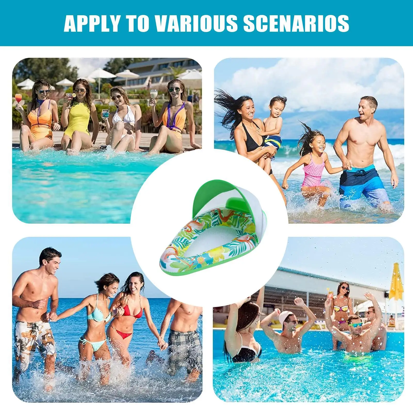 المظلة بركة تعويم السباحة يطفو الحماية من الشمس نفخ للأطفال الصغار الرياضة الشاطئ الأطفال جزيرة البحر الربيع السباحة متعة في الهواء الطلق #4