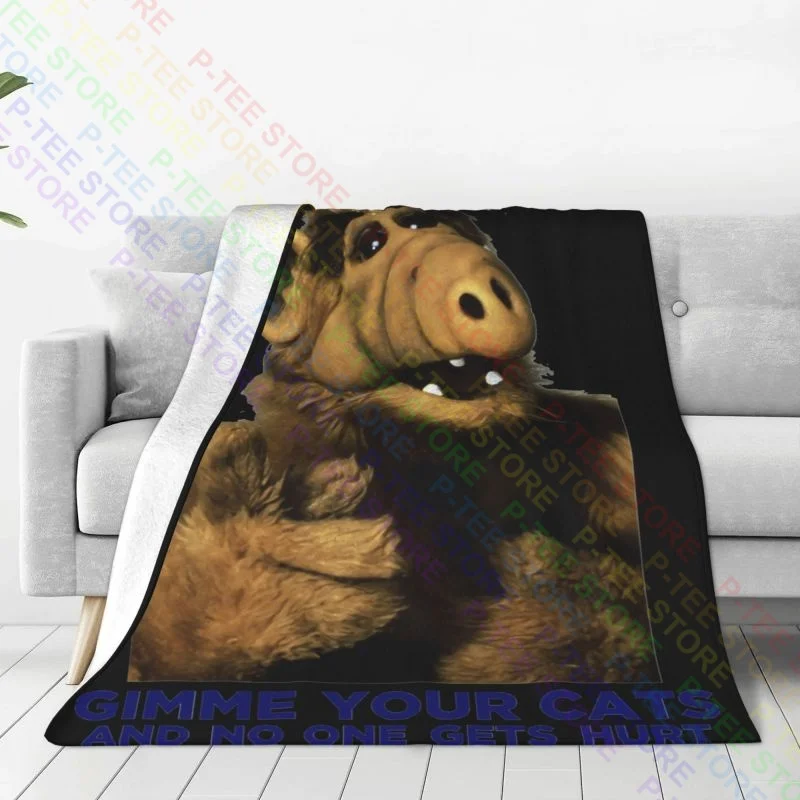 Alf Gimme Your Cats Funny Birthday Blanket Luxury Flannel Coral Fleece Bedding Travel Camping Blanket