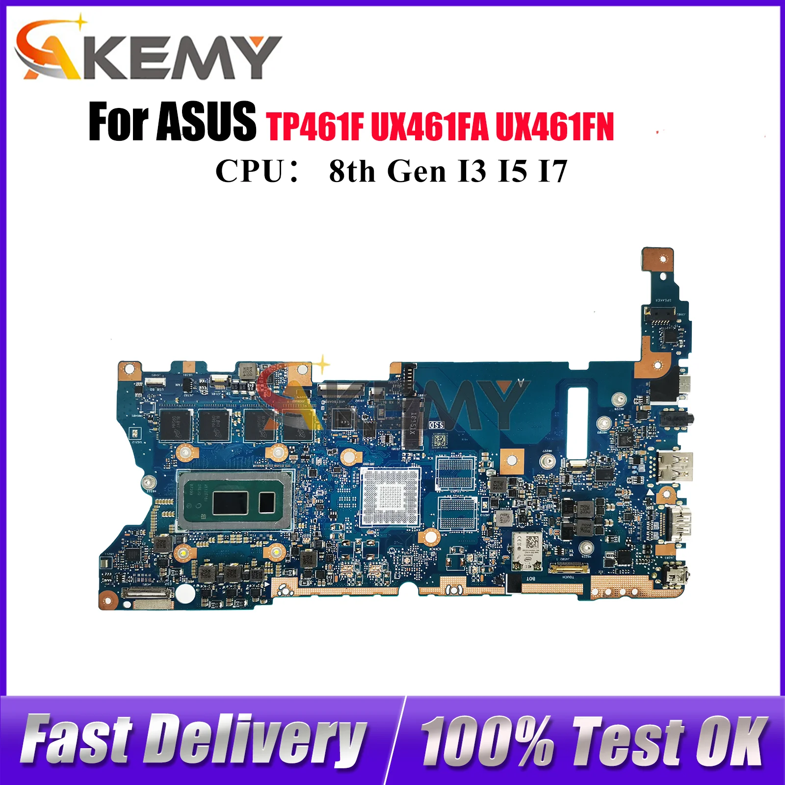 

UX461FA Материнская плата для ноутбука ASUS ZenBook TP461UA UX46UA UX461 UX46UN TP461UN Материнская плата с процессором I3 I5 I7 100% тестирование OK stk