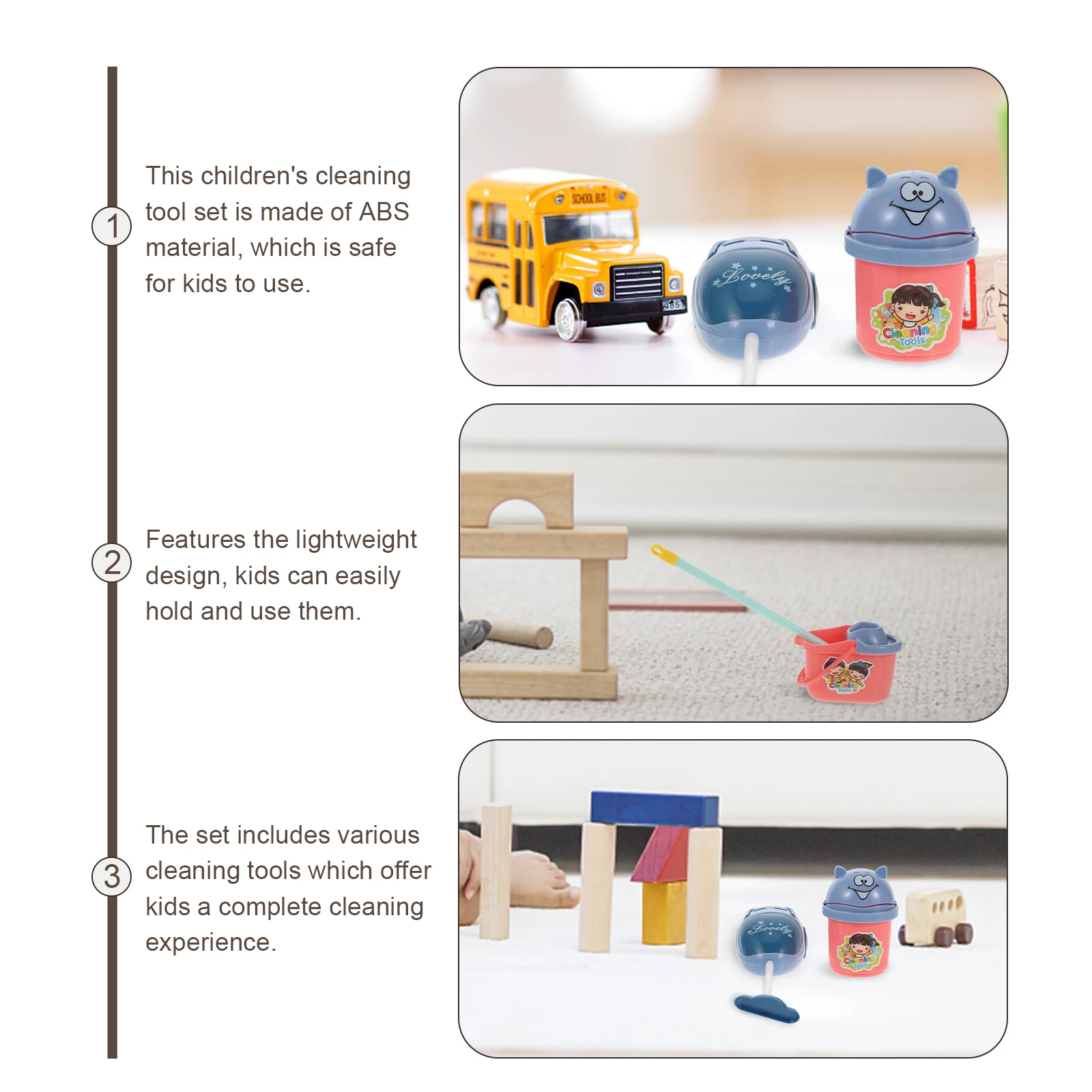 Mini-reinigingshulpmiddel Huishoudelijk speelgoed Kinderset voor miniatuurbenodigdheden Kleine buikspieren Rollenspel voor peuters Ouder-kind