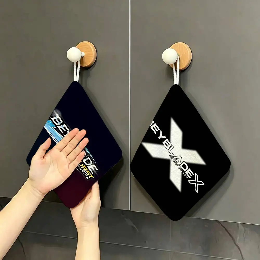 B-Beyblade X Polyester Cotton Hanging Kitchen Towel, Skin Friendly Hand Wiping Towel for Hotel Cafe Household