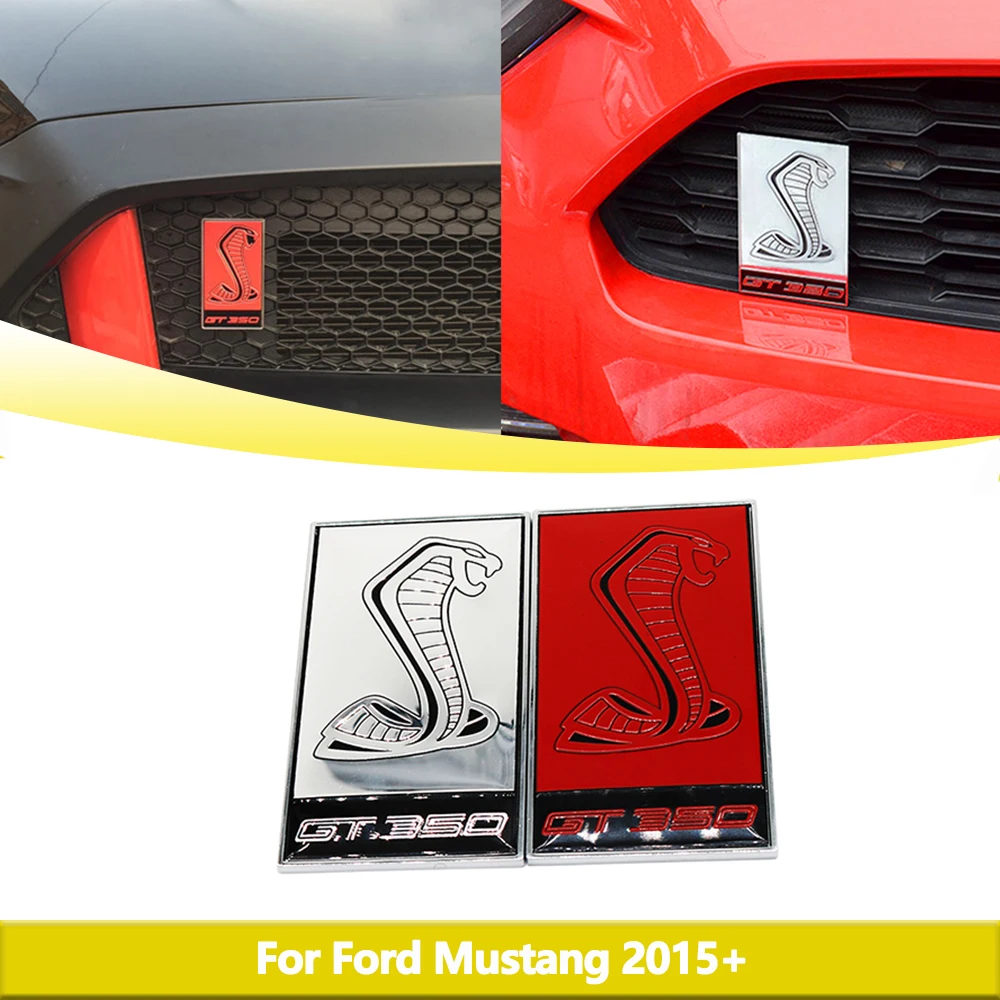 Grade dianteira do carro emblema grill decoração para ford mustang 2015-2023 gt350 emblema guarnição estilo do carro acessórios exteriores metal