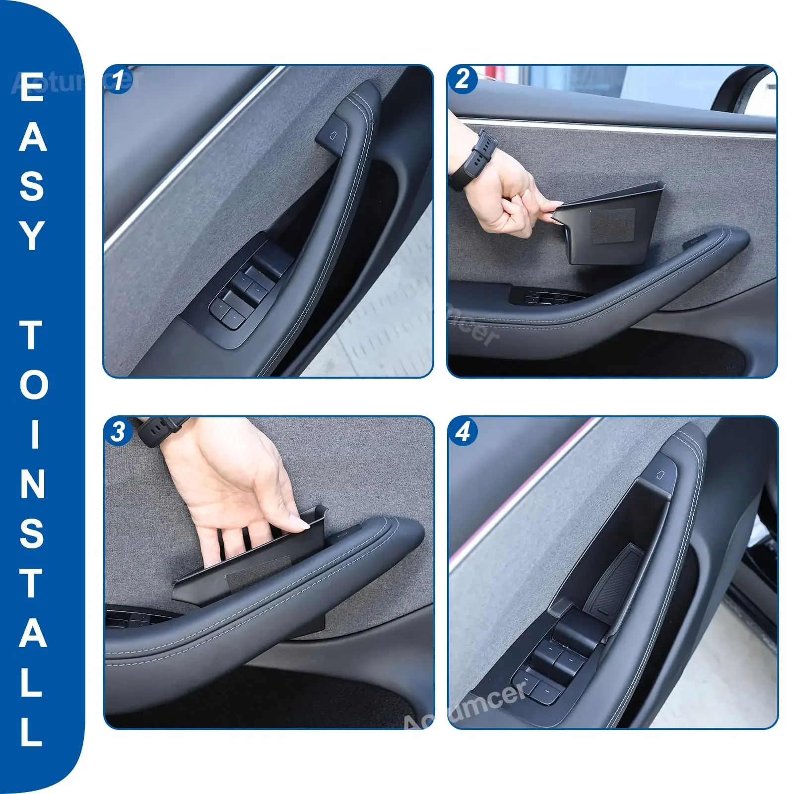 Door Handle Storage Box for Tesla Model 3 Y YL Juniper Highland 2020-2026 Inner Handle All-inclusive Organizer Container Tray
