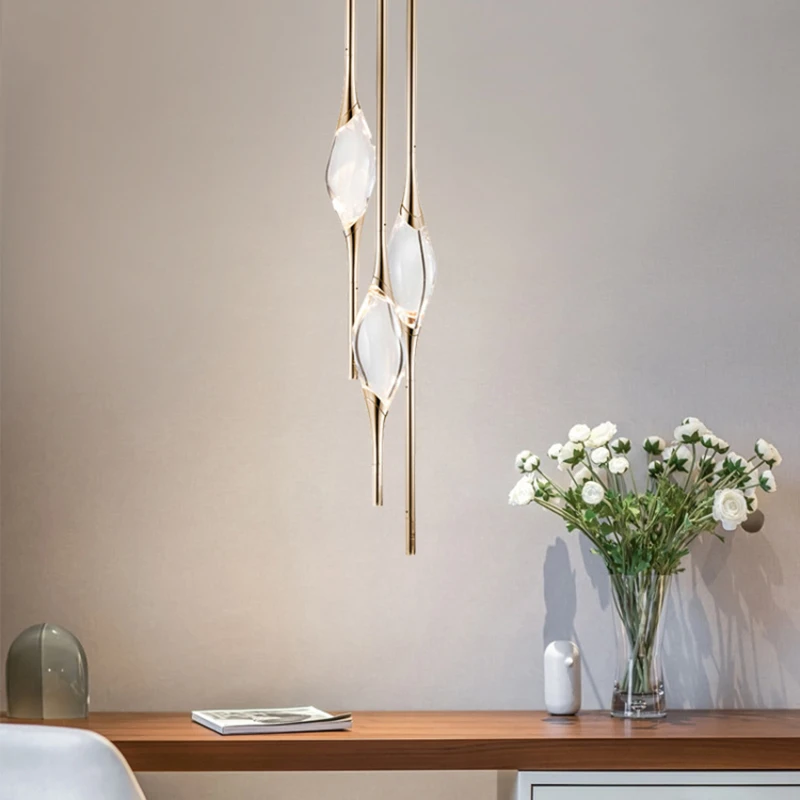 Nordic Post-modern Pendant Lights Creative Brass Diamond Crystal Bedroom Bedside Restaurant Bar Designer Lighting Fixtures