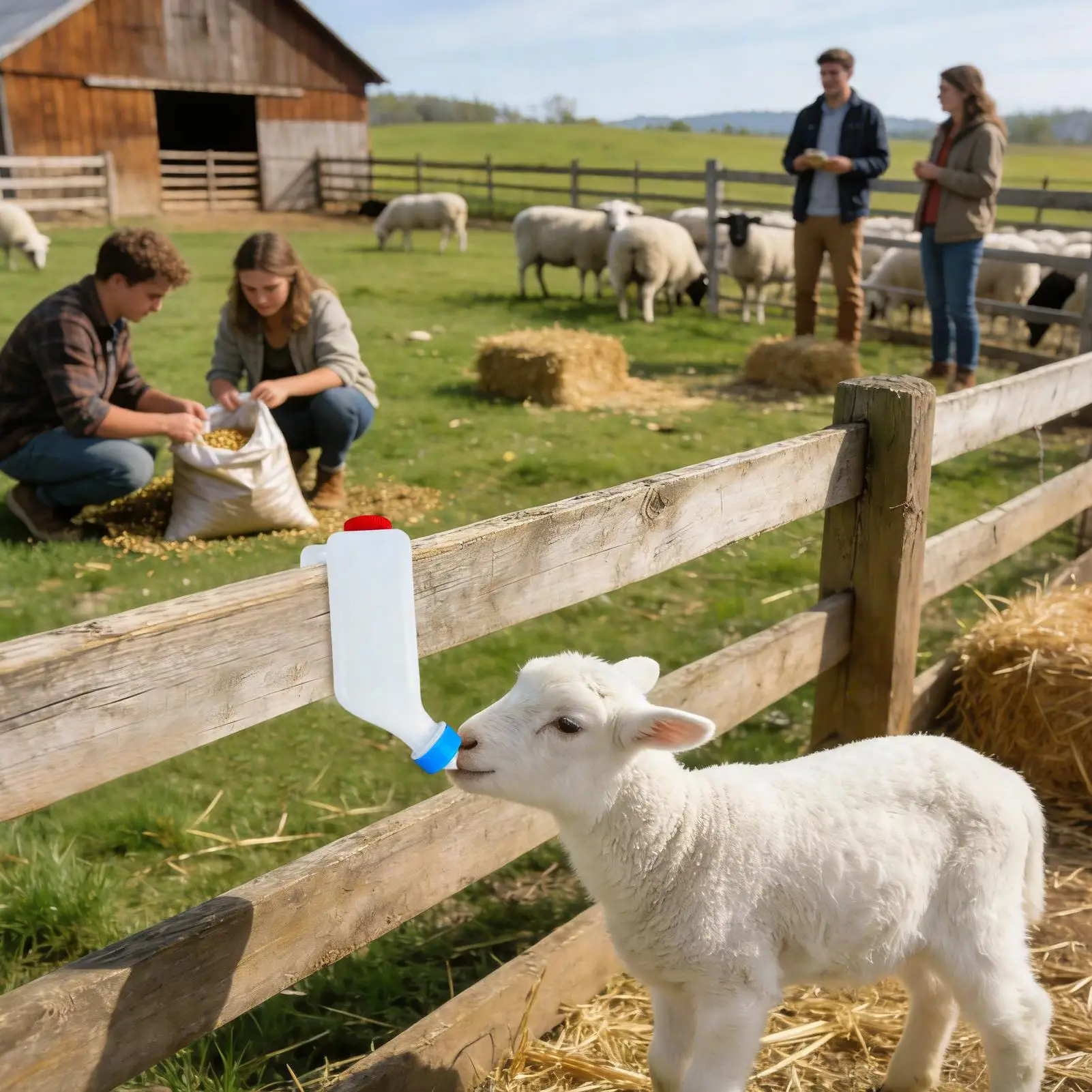 Goat Bottle 2Pcs Goat Milk Drinker with Scale Lamb Watering Bottle for Farm Barn Ranch Fence Outdoor Livestock Dwarf Doeling