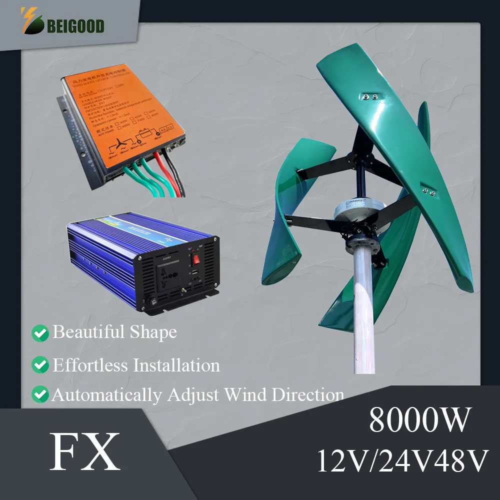 

8000W 10000W OFF Grid System 12V 24V 48V Off Grid Renewable Energy System Vertical Axis Wind Energy Turbine