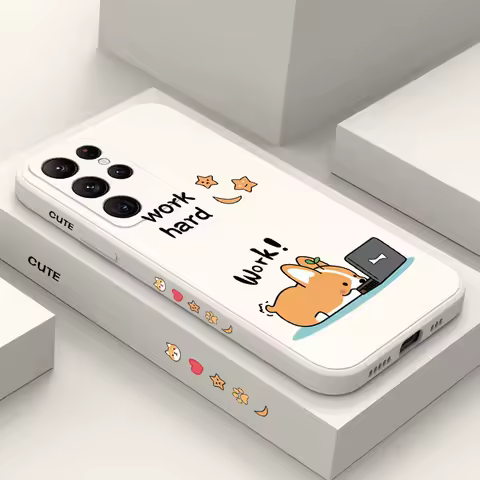 Fun Corgi Phone Case For Samsung Galaxy S25 S24 S23 S22 S21 S20 Ultra Plus FE S10 Note 20 ultra 10 9 Plus Cover