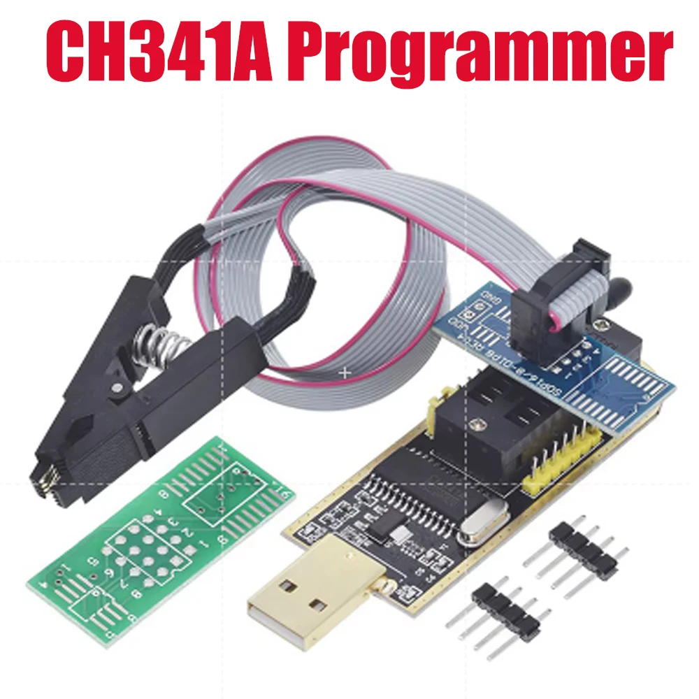 

CH341A Programmer EEPROM BIOS 24 25 Series USB Interface Module for SOIC8 SOP8 Test Clip for EEPROM 93CXX 25CXX 24CXX
