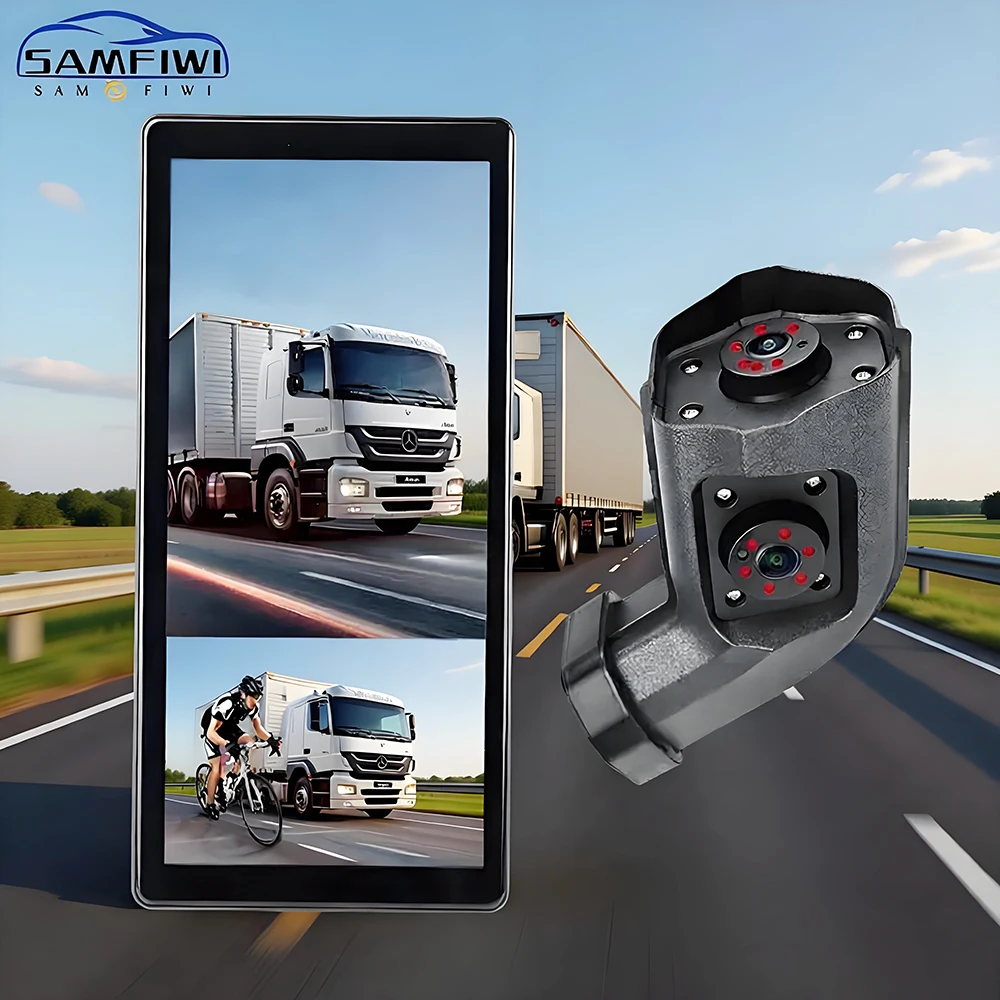 

10.36" Rear Mirror Monitor BSD Radar Alarm 2CH AHD DVR Recording, 1080P Night Vision IP68 Side View Cameras for Truck RV Camper