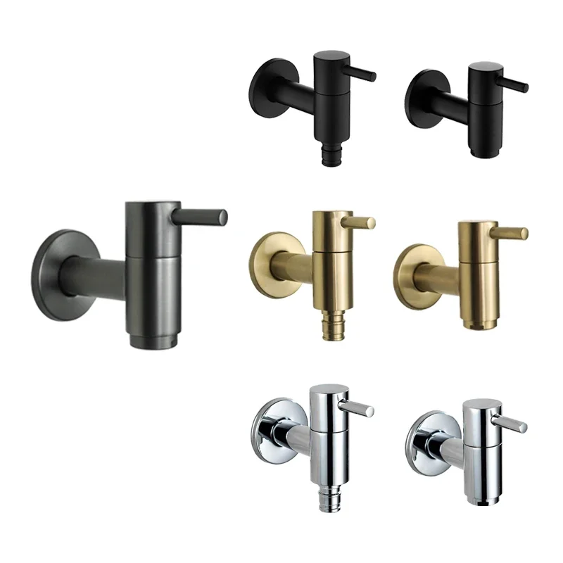 Brass Black Faucet Extended Outdoor Garden Faucet Wall Mounted Bathroom Corner Washing Machine Faucet