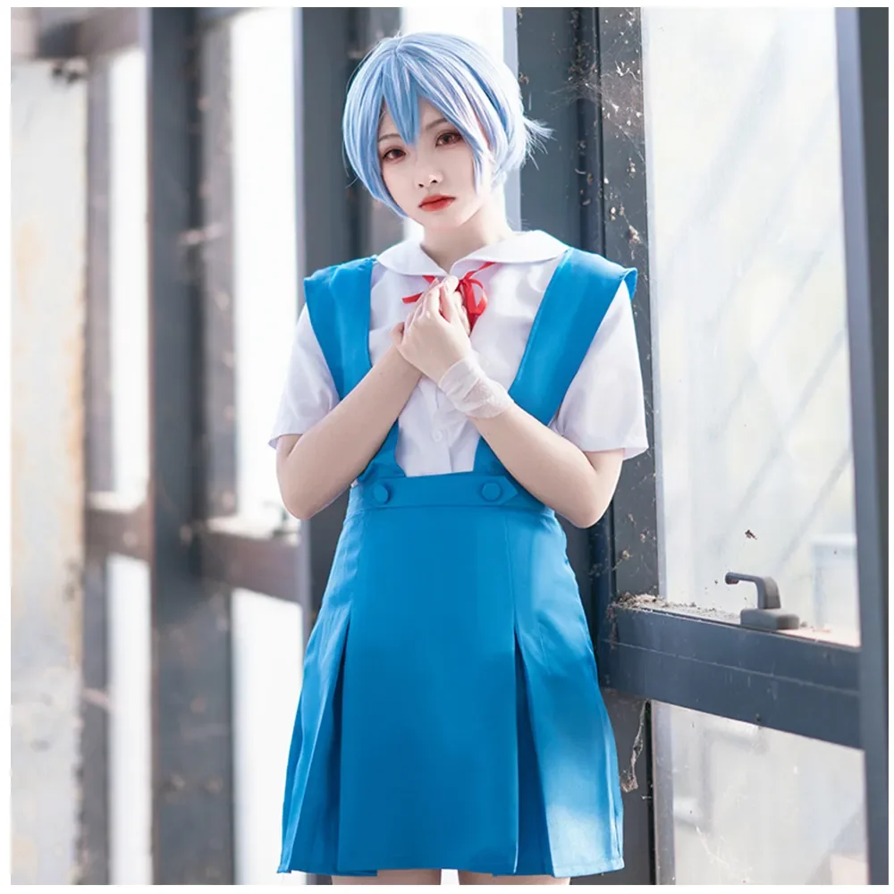 Anime Rei Ayanami Cosplay Costume Asuka Langley Soryu Role Playing School Uniform Wig Hair Clips Halloween Party Loli Clothing view 3