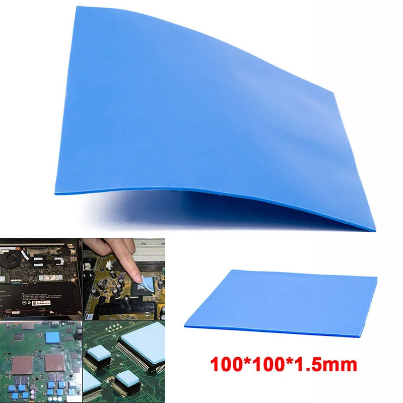 Heat Conductive Silicone Thermal Compound Pads 100*100*1.5mm Thick GPU CPU Heatsink Cooling Conductive Silicone Thermal Pad