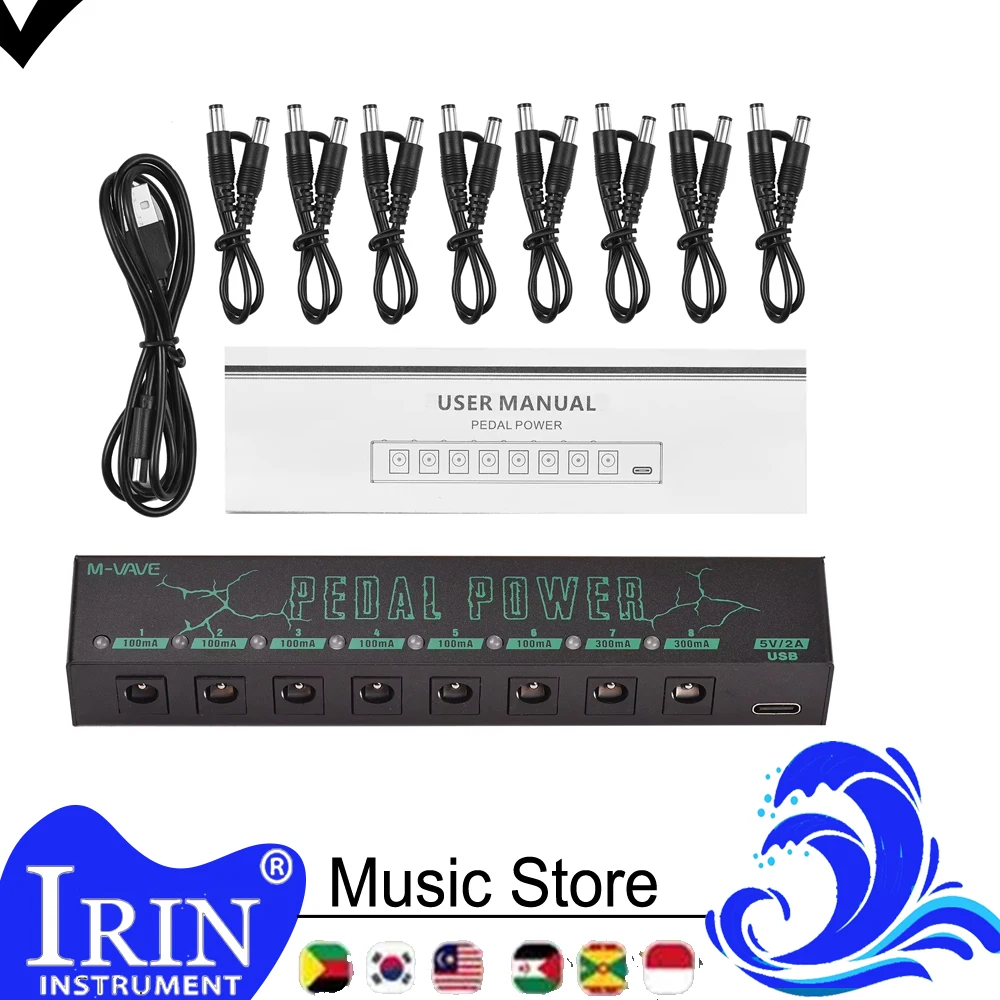M-VAVE PEDAL POWER Guitar Pedal Power Supply 8 Isolated DC 9V 100mah or 300mah Outputs Guitar Bass Instrument Parts