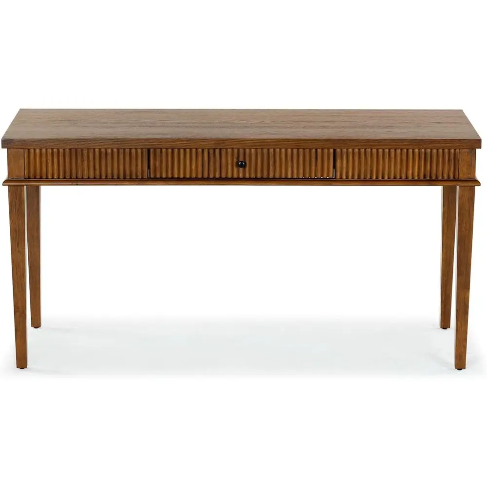 

Medium Oak Brown & Black 1-Der Reeded Computer Table - Office Writing Desk