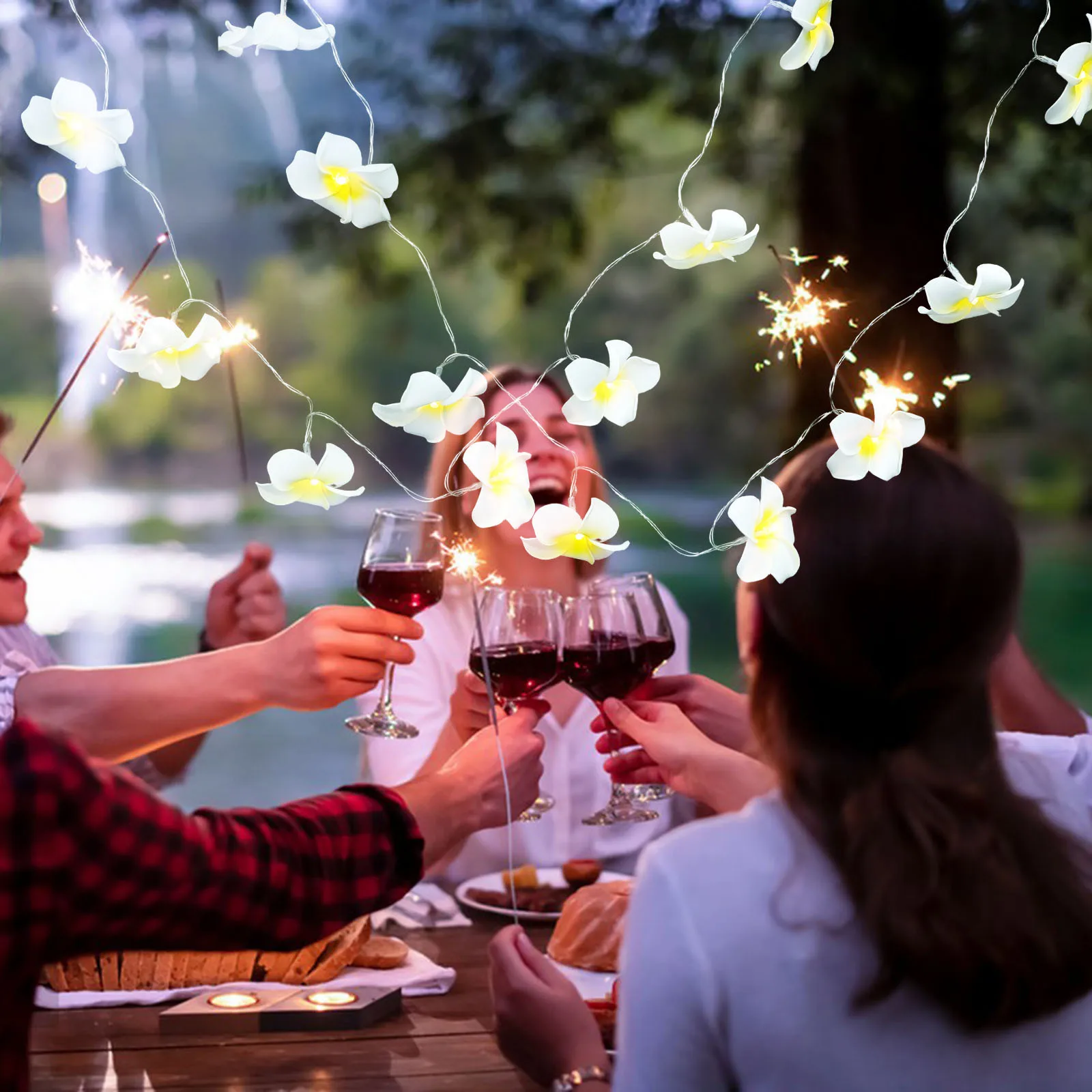 

20Pcs String Lamp LED Warm Light Flower Design Powered for Christmas Halloween Garden Party Home Window Door Decor