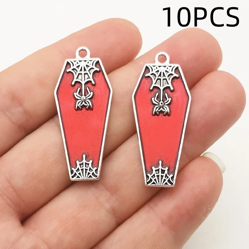 10PCS Halloween personalized retro spider coffin oil drop pendant DIY earrings necklace accessories view 5