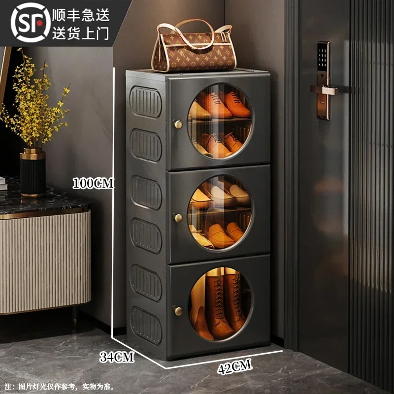 Shoe Cabinet Storage Hard Plastic Folding Vertical Space Saving Rack Cabinets Organizer Show Shoes Box Shoerack Living Room Home