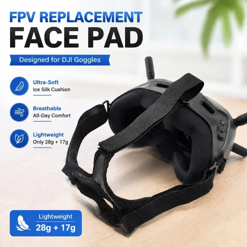 Ice Silk Face Mask Eye Pad Replacement Compatible with DJI FPV Headset Comfort Soft VR Eye Cover Sweat-proof Accessory for FPV